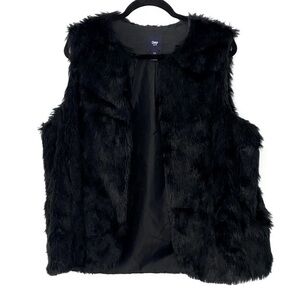 Gap Faux Fur Black Mob Wife Vest size xl